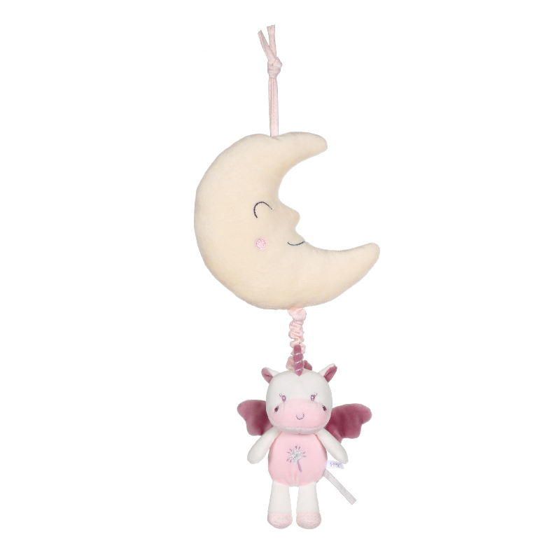  les petits féeriques boîte à musique licorne rose 32 cm 